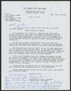 Letter, 1975, Glyndon F. Greer to Augusta Baker