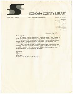 Letter, 1984, Gail Sage to Augusta Baker