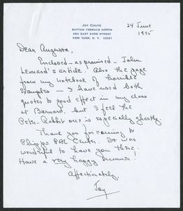 Letter, 1975, Joy Chute to Augusta Baker