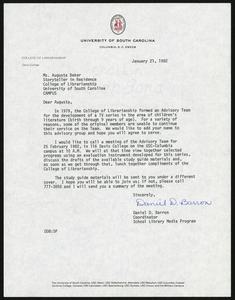 Letter, 1982, Daniel D. Barron to Augusta Baker