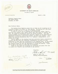 Letter, 1981, Robert K. Hess III to Augusta Baker