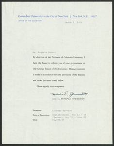 Letter, 1976, Marion E. Jemmott to Augusta Baker
