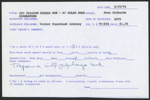 Book Review, 1975, Six Million Dollar Man - #2 Solid Gold Kidnapping by Evan Richards