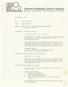 Memo, 1982, David Macksam to County Librarians
