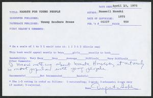 Book Review, 1975, Karate For Young People by Russell Kozuki