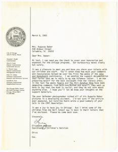 Letter, 1983, Elizabeth Huntoon to Augusta Baker