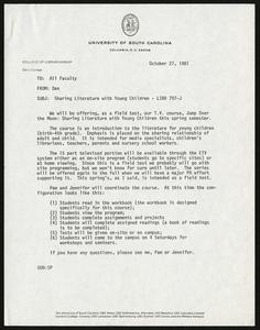 Memo, 1981, Dan Barron to All Faculty