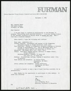 Letter, 1981, Gary R. Harris to Augusta Baker