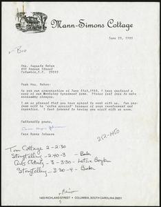 Letter, 1983, Cece Byers Johnson to Augusta Baker