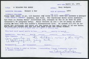 Book Review, 1975, A Billion For Boris by Mary Rodgers
