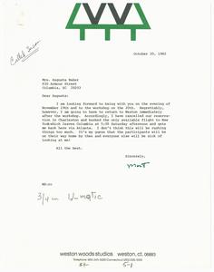 Letter, 1982, Morton Schindel to Augusta Baker