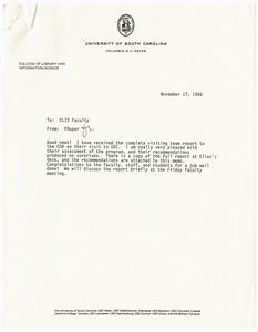 Letter, 1986, F. Roper to CLIS Faculty