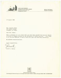 Letter, 1986, David L. Searcy to Augusta Baker