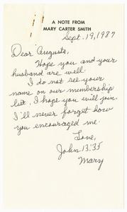 Memo, 1987, Mary Carter Smith to Augusta Baker