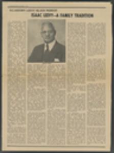 A newspaper clipping from Black on News, S.C. History: Leevy - Black Pioneer, Isaac Leevy--A Family Tradition, November 1973
