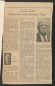 Newspaper clipping from The Columbia Record, On the Record: Outstanding South Carolina Negro, January 03, 1968 (original)