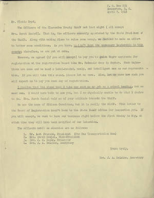Letter, 1948 Apr. 7, (Summerton, S.C.), Joseph A. De Laine, Sr., to J.S. (Flutie) Boyd