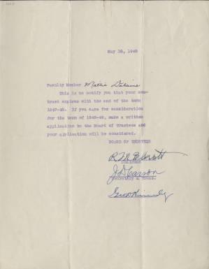Letter, 1948 May 18, (Clarendon County, S.C.) Board of Trustees, to Mattie De Laine [Summerton, S.C.]