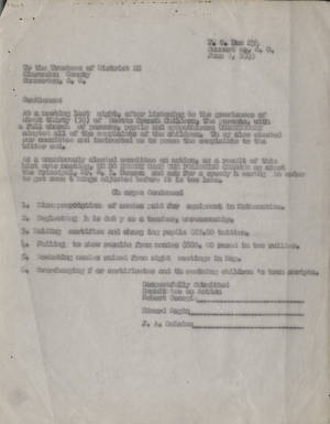 Letter, 1949 June 9, (Summerton, S.C.), [Parents'] Committee on Action, to Trustees of District 22, Clarendon County, (Summerton, S.C.)