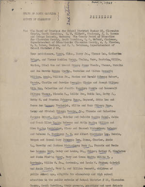 Petition, 1949 Nov. 11, Harry Briggs, et al., to the Board of Trustees for School District No. 22, Clarendon County Board of Education (S.C.)