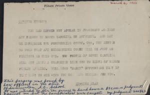 Letter, 1950 Mar. 4, Ku Klux Klan, Warning Benson