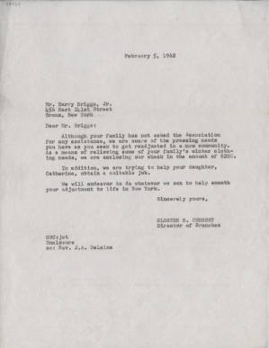 Letter, 1962 Feb. 5, (New York, N.Y.), Gloster B. Current, to Harry Briggs, Sr., (Bronx, N.Y.)