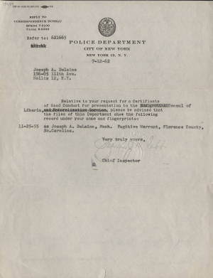 Letter, 1962 July 7, (New York, N.Y.), Francis J.M. Rabb, to Joseph A. De Laine, Sr., (Hollis, Long Island, N.Y.)