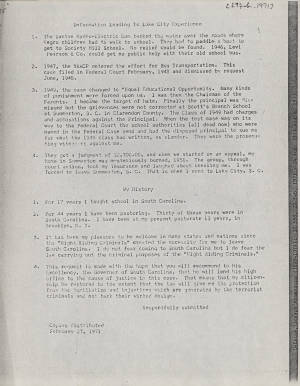 Essay, 1971 Feb. 27, Information Leading to Lake City Experience, Joseph A. De Laine, Sr.