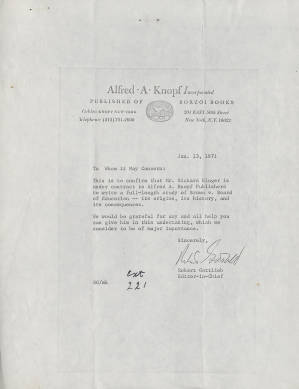 Letter, 1971 Jan. 31, (New York, N.Y.), Robert Gottlieb, To Whom it May Concern