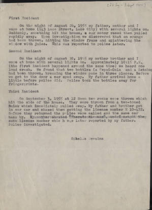 Essay, 1955 Aug. 26-Sept. 3, [Lake City, S.C.], Recollection of Three Incidents, Ophelia De Laine