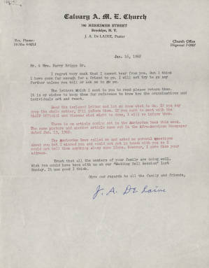 Letter, 1962 Jan. 16, (Brooklyn, N.Y.), Joseph A. DeLaine, Sr., to Mr. and Mrs. Harry Briggs, Sr.