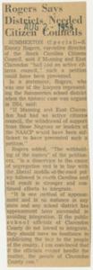 Newspaper Clipping, Rogers says Districts Needed Citizen Councils, August 2, 1958