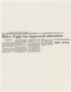 Newspaper Article from The Sun News Titled "Riley: Fight for Improved Education Not Over", October 28, 1984