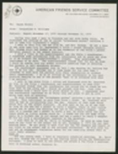 Administrative Report from Jacqueline Williams to M. Hayes Mizell, November 17-21, 1975
