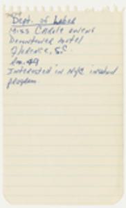 Handwritten notes providing contact information for persons in the Dept. of Labor