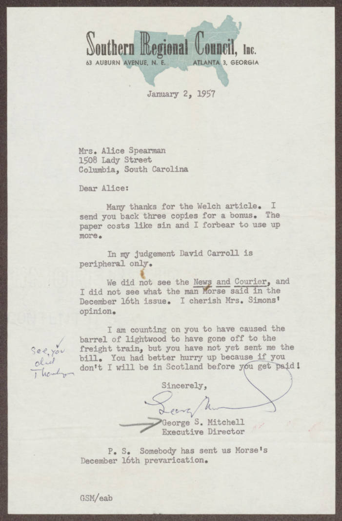 South Carolina Council on Human Relations, Box 2, Folder 72, Administrative, General, 2 January 1957-30 January 1957, circa January 1957