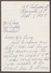 South Carolina Council on Human Relations, Box 2, Folder 110, Administrative, General, 1 September 1959-30 September 1959