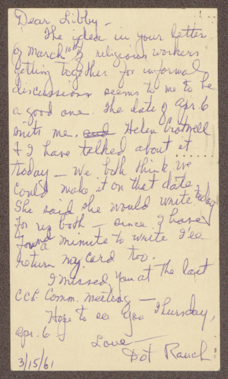 South Carolina Council on Human Relations, Box 3, Folder 141, Administrative, General, 15 March 1961-31 March 1961