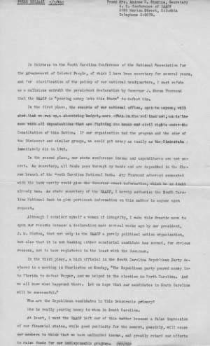 NAACP Press Release, July 7, 1950