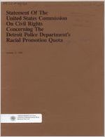 Statement of the United States Commission on Civil Rights concerning the Detroit Police Department's racial promotion quota