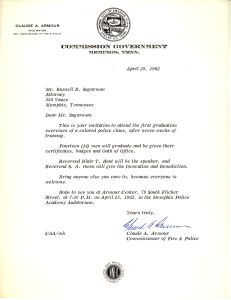 Letter from Claude A. Armour, Commissioner of Fire & Police to Mr. Russell B. Sugarmon, Jr., Attorney