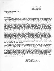Letter from J. M. Moseley to Shelby County Democratic Club