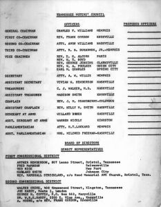 Tennessee Voters' Council, List of Officers