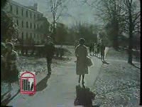 WSB-TV newsfilm clip of African American student Charlayne Hunter and other white students walking around campus and a white man speaking to reporters and handing out cards at the University of Georgia in Athens, Georgia, 1961 January 16