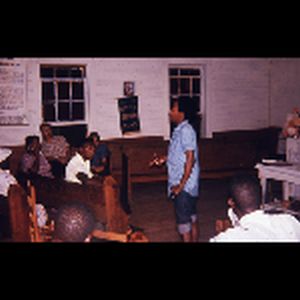 Muriel Tillinghast, of the Freedom Democratic Party, addresses precincts 4 and 5; August 4, 1964