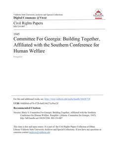 Committee For Georgia: Building Together, Affiliated with the Southern Conference for Human Welfare