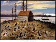 Painting of the Battle of Seattle by Emily Inez Denny, ca. 1885