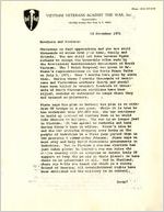 Letter from Vietnam Veterans Against the War to members currently in Vietnam regarding the status of the Vietnam War, November 19, 1971