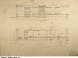 Thomas Jefferson (Crispus Attucks) High School Architectural Drawing, Front Elevation